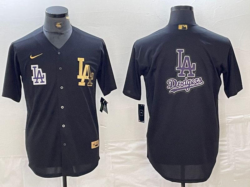 Men Los Angeles Dodgers Blank Black gold 4 th generation Nike 2024 MLB Jersey style 4